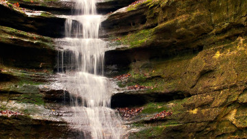 обоя природа, водопады, скала, ступени, водопад, каскад, мох