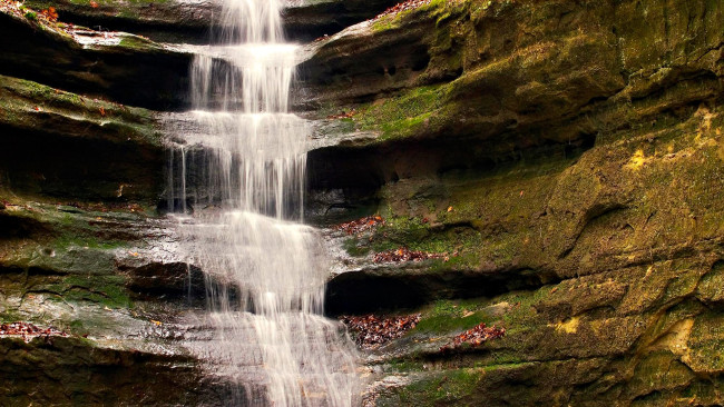 Обои картинки фото природа, водопады, скала, ступени, водопад, каскад, мох