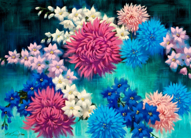 Обои картинки фото рисованное, arthur saron sarnoff, цветы, букет