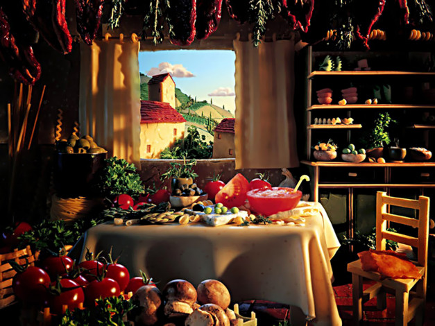 Обои картинки фото картины, из, овощей, разное, компьютерный, дизайн