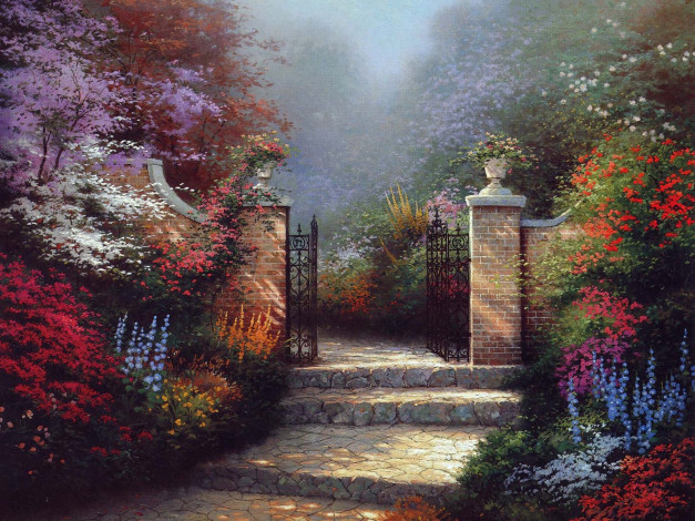 Обои картинки фото твой, рай, рисованные, thomas, kinkade