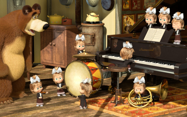 Обои картинки фото мультфильмы, маша, медведь, мультик