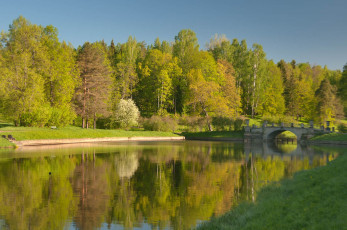 Картинка природа парк мостик река