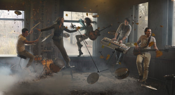 Картинка разное компьютерный+дизайн вихрь полет мужчины девушка музыканты