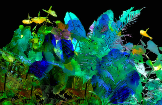 Обои картинки фото разное, компьютерный дизайн, природа, цветы, листья, рендеринг, растение