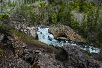 Картинка природа водопады водопад река лес