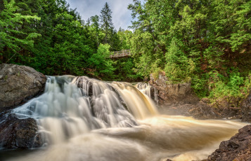 Картинка природа водопады лес водопад река