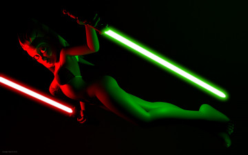 Картинка 3д+графика фантазия+ fantasy огненный меч бикини асока тано халк оружие фон взгляд