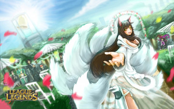 Картинка видео+игры league+of+legends арт лиса хвост магия девушка фон взгляд ahri