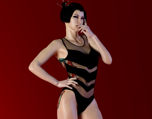 Обои картинки фото 3д графика, люди , people, фон, взгляд, девушка