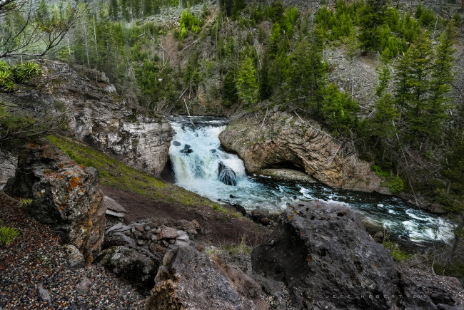 Обои картинки фото природа, водопады, водопад, река, лес