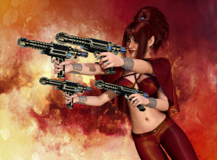 Картинка 3д+графика существа+ creatures взгляд девушка оружие фон