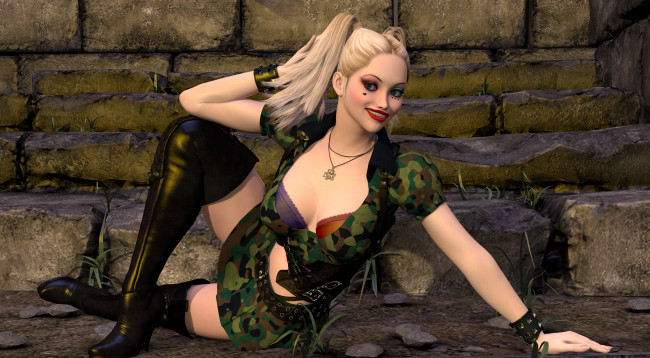 Обои картинки фото 3д графика, люди , people, улыбка, фон, взгляд, девушка