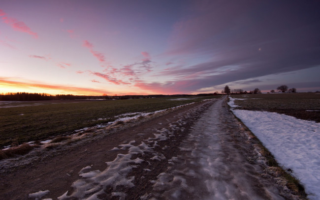 Обои картинки фото природа, дороги, закат, дорога