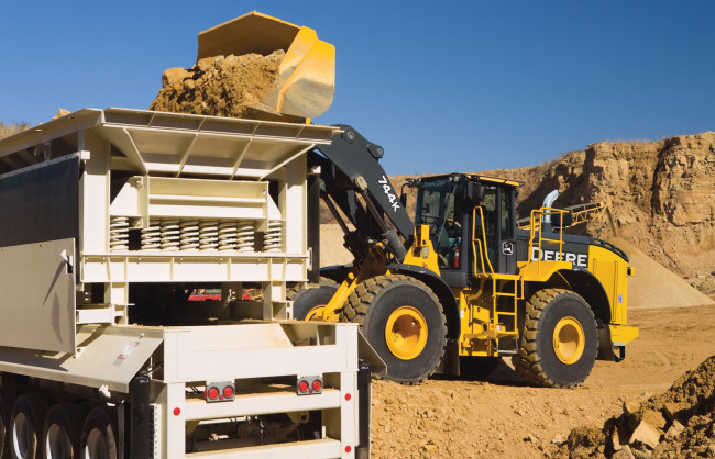 Обои картинки фото техника, фронтальные погрузчики, john, deere