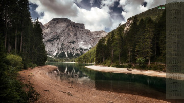 Картинка календари природа облака деревья скала 2018 водоем