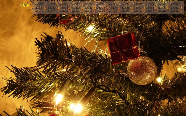 Обои картинки фото календари, праздники,  салюты, елка, 2018, гирлянда, игрушки