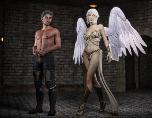 Картинка 3д+графика ангел+ angel фон взгляд девушка