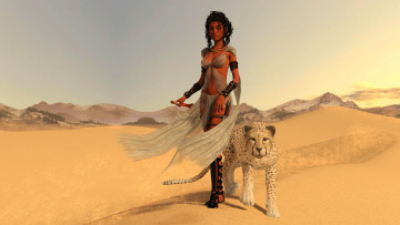 Картинка 3д+графика люди+и+животные+ people+and+animals девушка фон взгляд