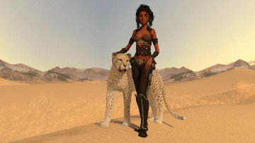 Картинка 3д+графика люди+и+животные+ people+and+animals фон взгляд девушка