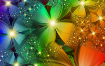 Картинка 3д+графика цветы+ flowers цветы цвета блеск паутина