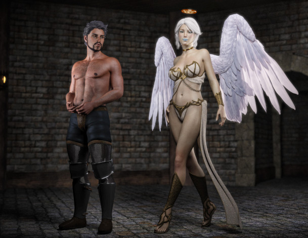 Обои картинки фото 3д графика, ангел , angel, фон, взгляд, девушка