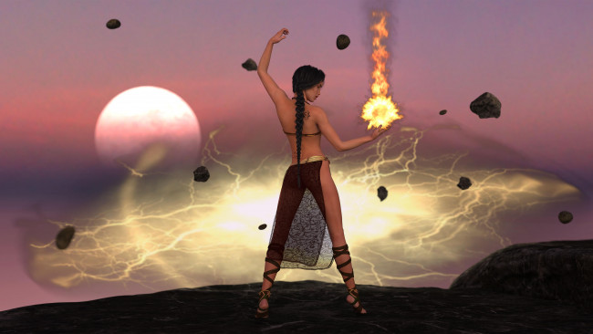 Обои картинки фото 3д графика, фантазия , fantasy, фон, взгляд, девушка