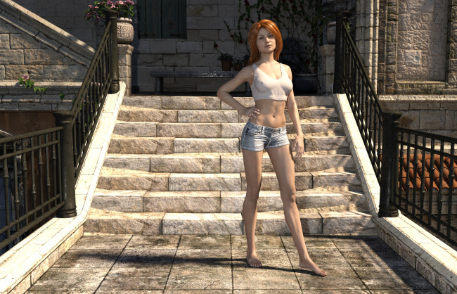 Обои картинки фото 3д графика, люди , people, фон, взгляд, девушка