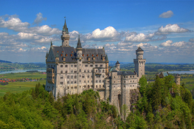 Обои картинки фото schlo&, 223,  neuschwanstein, города, замок нойшванштайн , германия, простор