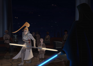 Картинка фэнтези _star+wars джедаи ситх бой рана
