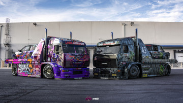 обоя itasha kamaz lada 2108 - hoonitruck kamaz vaz 2106, автомобили, виртуальный тюнинг, itasha, kamaz, lada, 2108, and, hoonitruck, tow, vaz, 2106, hoonicorn, турбо, пушки