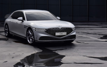 обоя автомобили, genesis, g90, 2022, 4k, вид, спереди, белый, седан, новый, экстерьер, дженесис