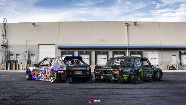 Обои картинки фото itasha kamaz lada 2108 - hoonitruck kamaz vaz 2106, автомобили, виртуальный тюнинг, itasha, kamaz, lada, 2108, and, hoonitruck, tow, vaz, 2106, hoonicorn, турбо, пушки