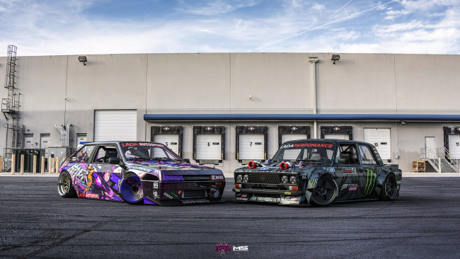 Обои картинки фото itasha kamaz lada 2108 - hoonitruck kamaz vaz 2106, автомобили, виртуальный тюнинг, itasha, kamaz, lada, 2108, and, hoonitruck, tow, vaz, 2106, hoonicorn, турбо, пушки