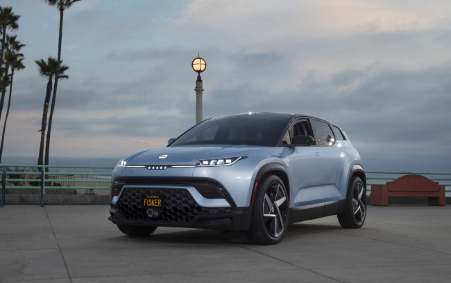 Обои картинки фото автомобили, -unsort, 2023, fisker, ocean, 4k, вид, спереди, экстерьер, электрический, внедорожник, новый, синий, электромобили