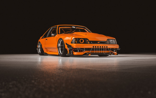 Обои картинки фото ford mustang foxbody harpuna, автомобили, виртуальный тюнинг, ford, mustang, foxbody, harpuna, американская, классика, и, мощь