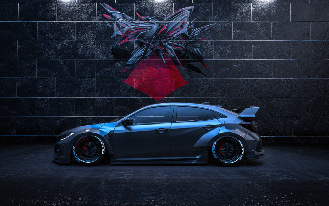 Обои картинки фото honda civic type-r fk8, автомобили, виртуальный тюнинг, honda, civic, type, r, fk8, японское, легендарное, качество, сделанное, на, века