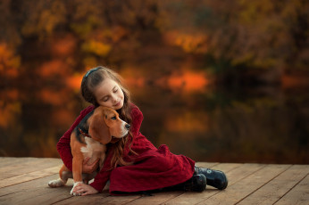 Картинка разное дети девочка собака