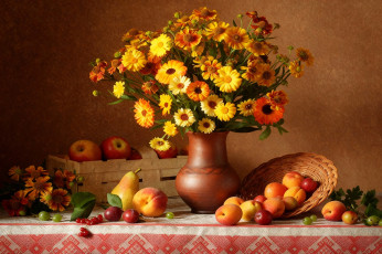 обоя рисованное, цветы, натюрморт
