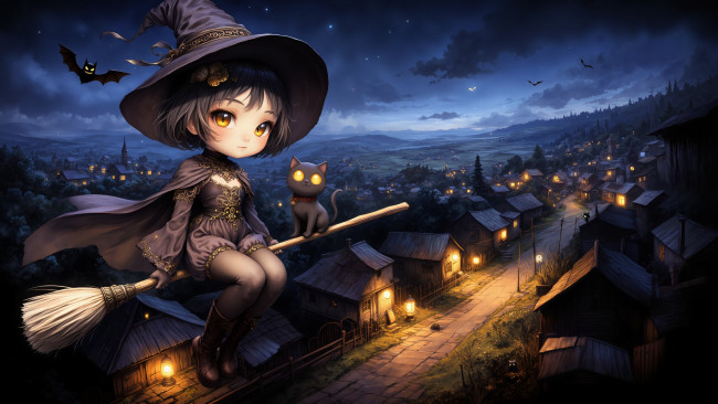 Обои картинки фото аниме, магия,  колдовство,  halloween, нейросети, графика, нейроарт, ai, art, нейронные, сети, рисунки, нейро, искусство, нейрографика, graphics, neuroart, neural, networks, drawings, neuro, neurography