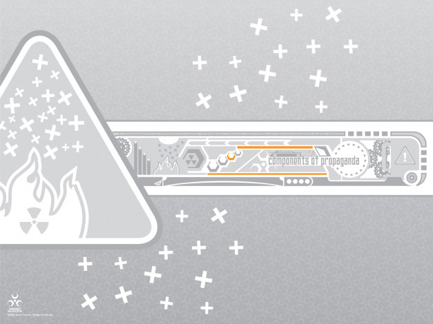 Обои картинки фото векторная, графика, знаки, треугольник, кресты, огонь, радиация