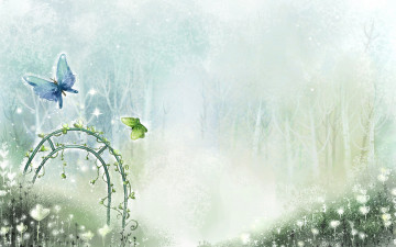обоя рисованные, животные, бабочки