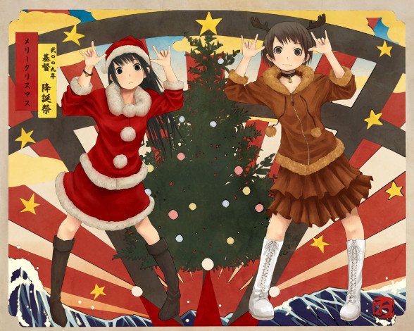 Обои картинки фото аниме, merry, chrismas, winter