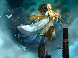 Картинка 3д графика fantasy фантазия птицы девушка