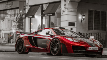 Картинка mclaren автомобили улица город красный