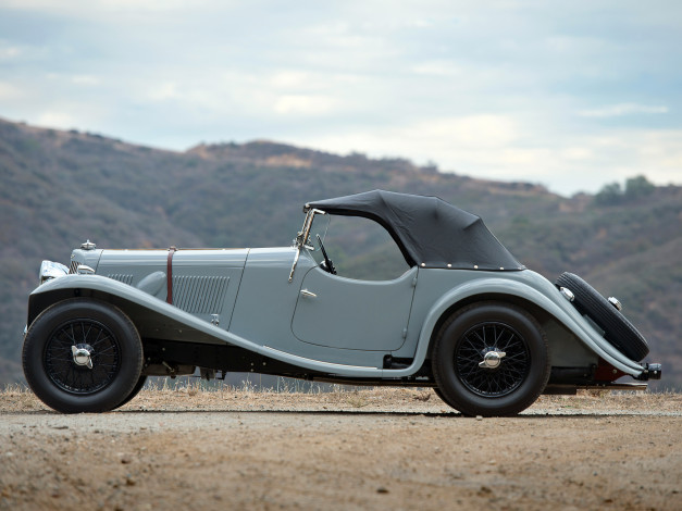 Обои картинки фото автомобили, классика, aston-martin, 15-98-2-4, passenge, серый