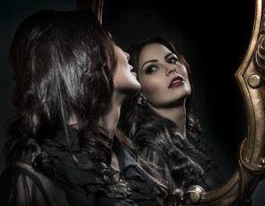 Картинка девушки -unsort+ лица +портреты отражение лицо зеркало