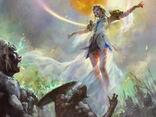 Картинка фэнтези девушки орки арт ветер девушка искры ярость воинство