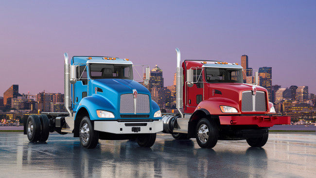Обои картинки фото kenworth - t440 and t470 extended day cab, автомобили, kenworth, тяжелый, грузовик, седельный, тягач
