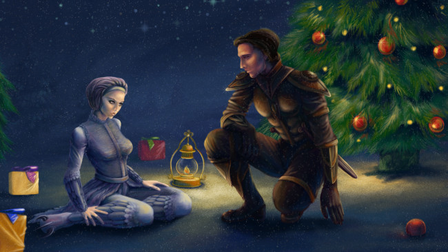 Обои картинки фото рисованное, праздники, фэнтези, новый, год